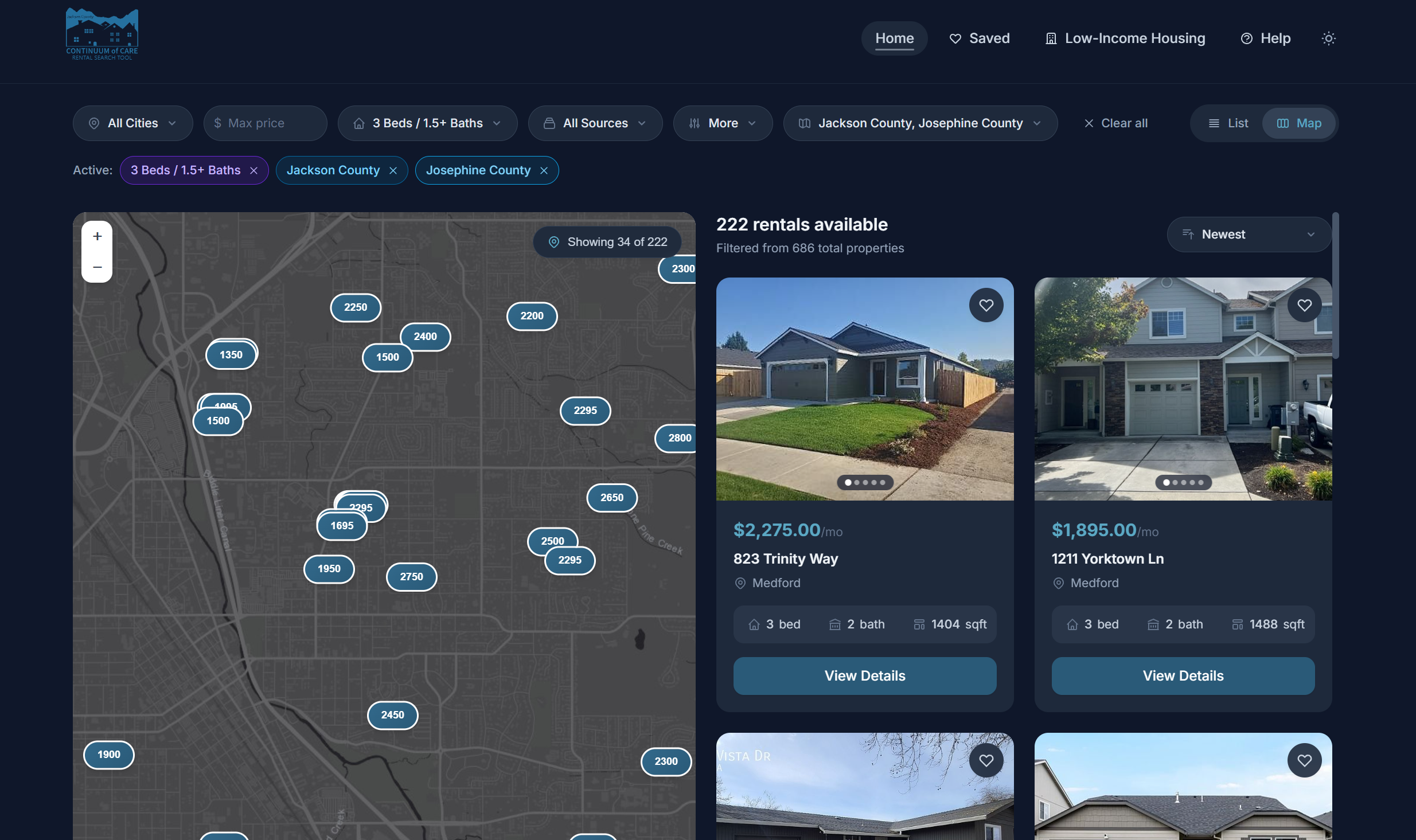 Rental Search Tool screenshot